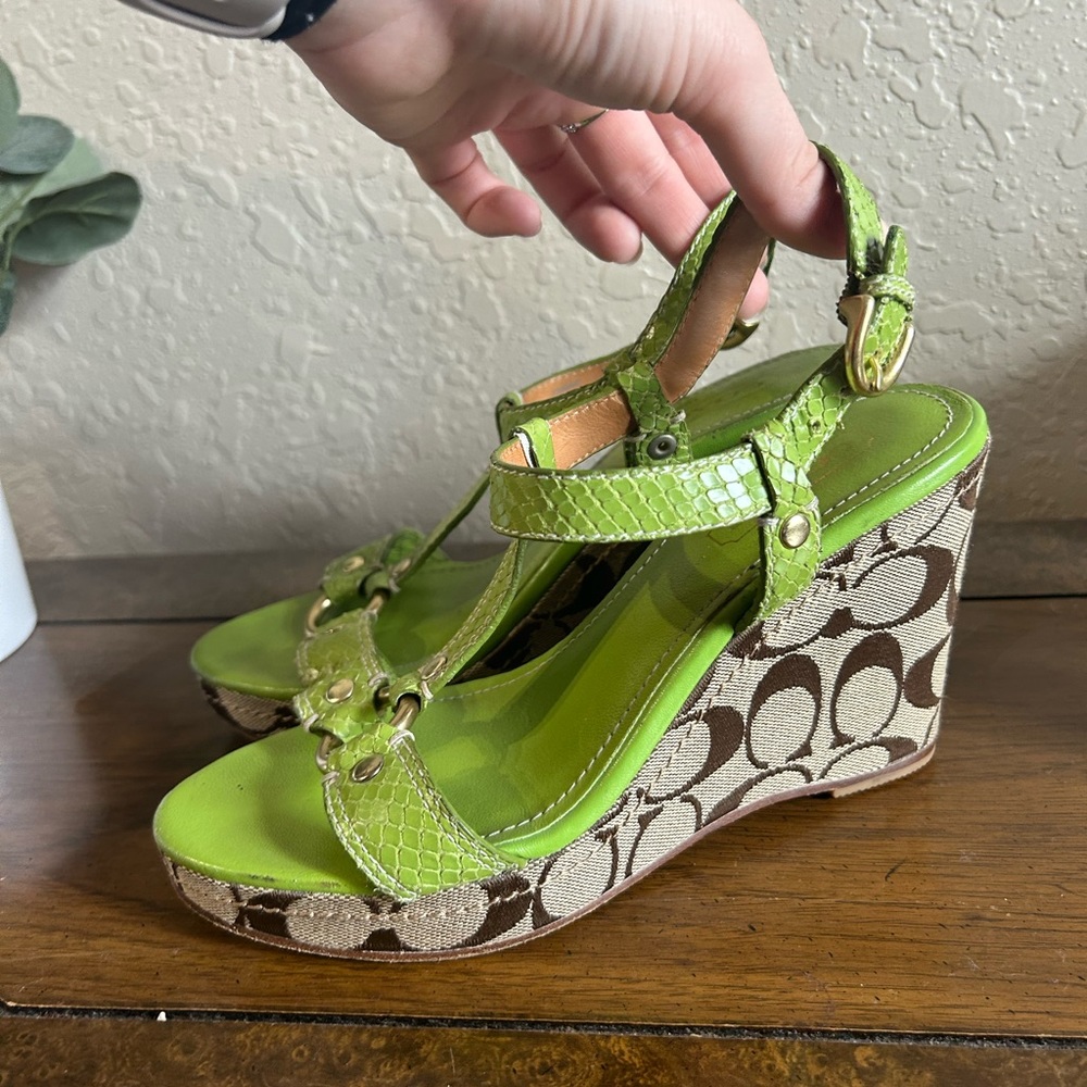Coach Neon Green Platform Wedge in Size 5.5